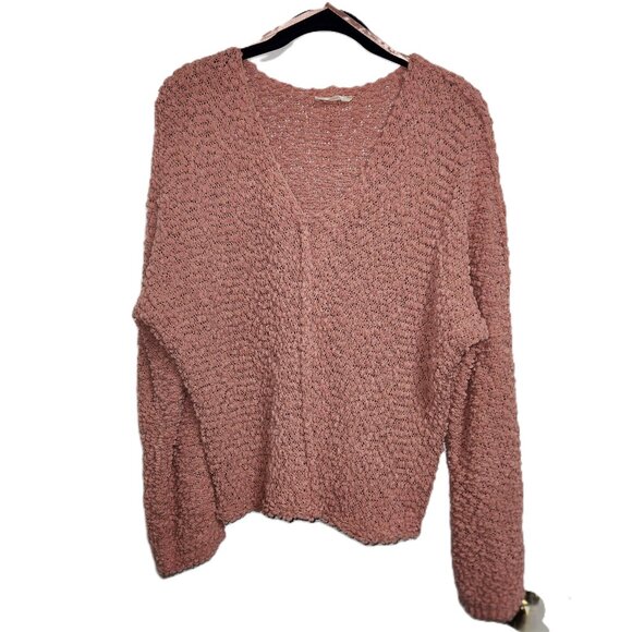 Altar'd State Chunky Popcorn Knit Comfy Sweater; Pink Size: S - Picture 1 of 6